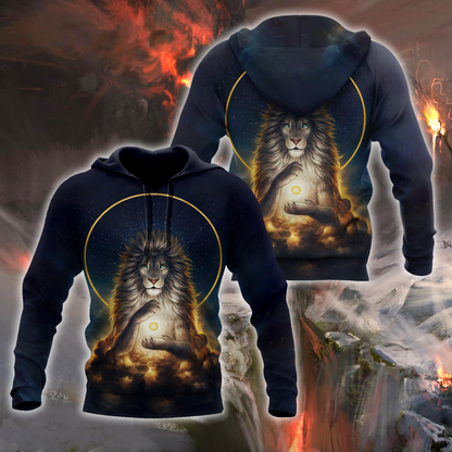 3D Magical Lion God Over Printed Hoodie