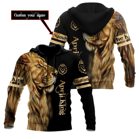 Custom Name April King Lion  3D All Over Printed  Unisex Shirts