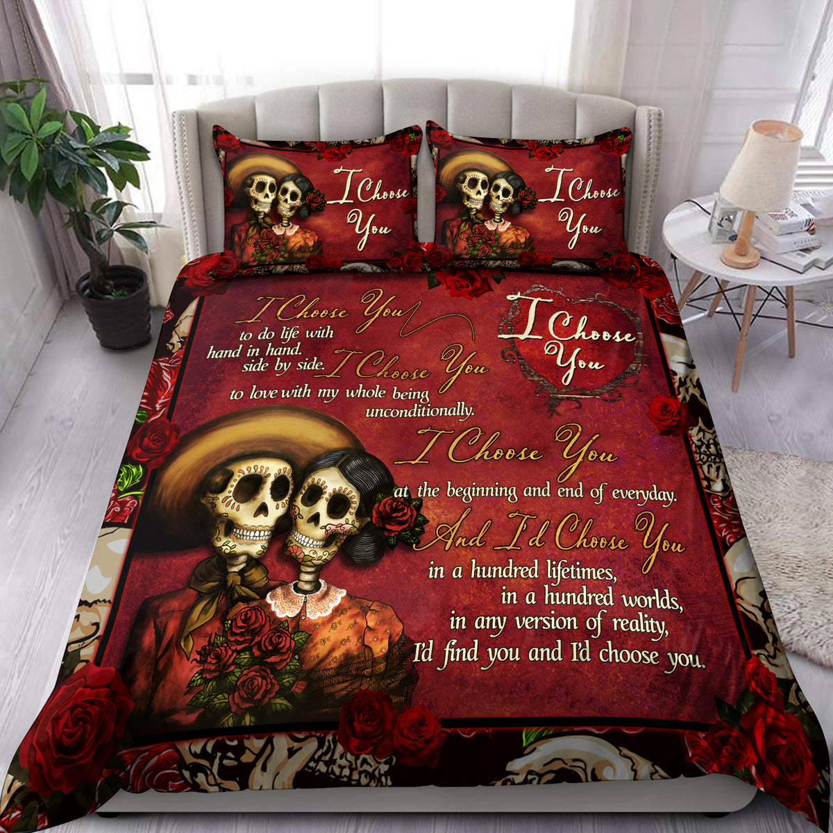 Sugar Skull Couple-I Choose You Love Gift Bedding Set Pi11082003