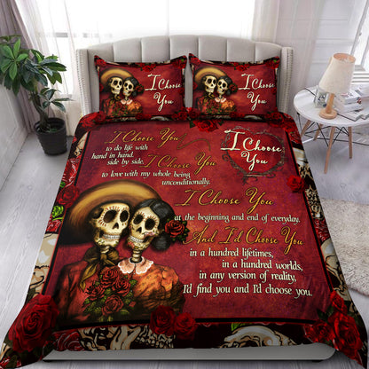 Sugar Skull Couple-I Choose You Love Gift Bedding Set Pi11082003