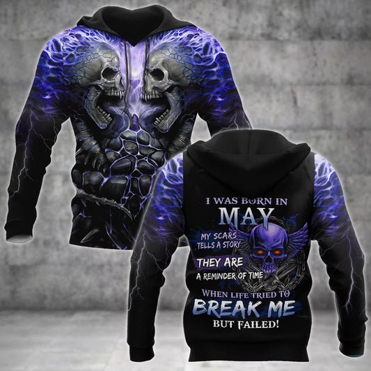 May Guy Skull 3D All Over Printed  Unisex Hoodie