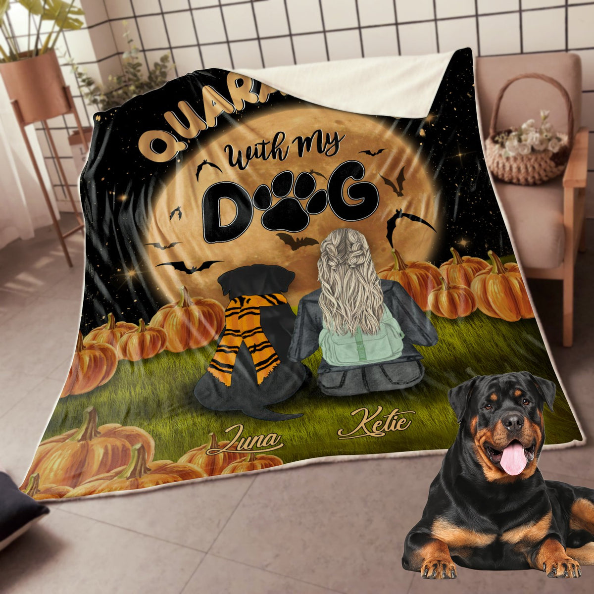Rottweiler - Quarantine with my dog blanket DD09032004