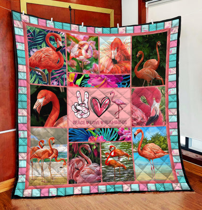 Beautiful Peace Love Flamingos Quilt DD09042005-MEI