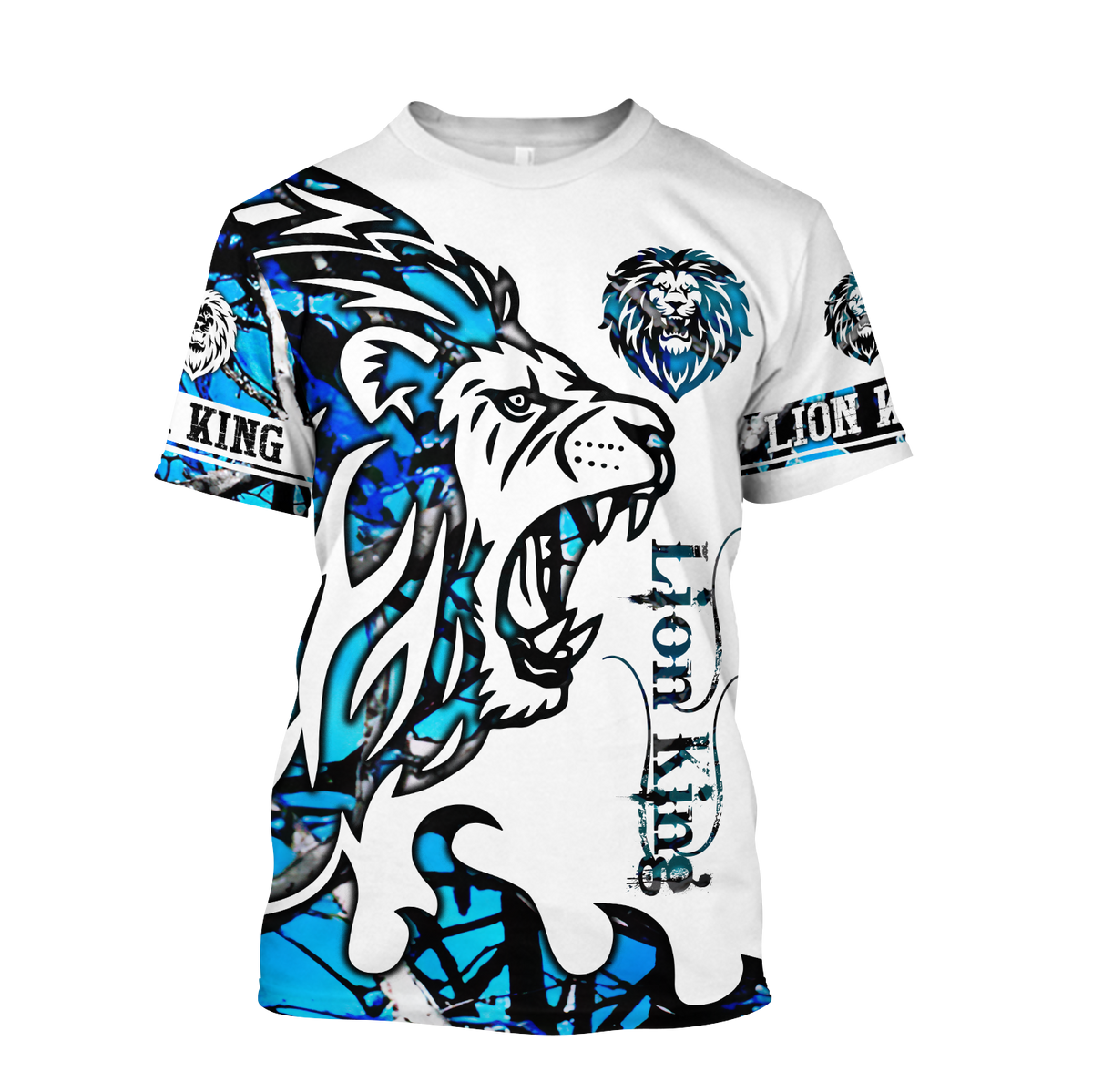 Beautiful Lion blue Tattoo camo 3D all over printed shirts for men and women DD05272003S-Apparel-Huyencass-T-Shirt-S-Vibe Cosy™