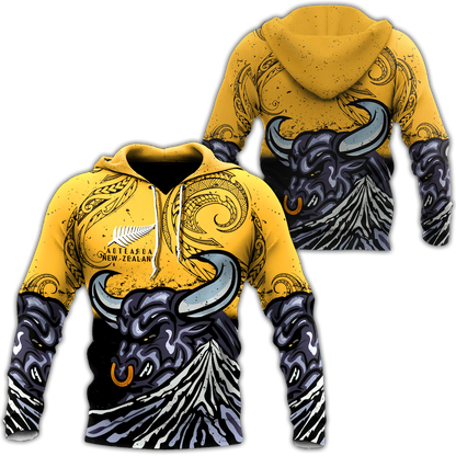 New zealand taranaki maori bull 3d all over printed shirt and short for man and women-Apparel-PL8386-Hoodie-S-Vibe Cosy™