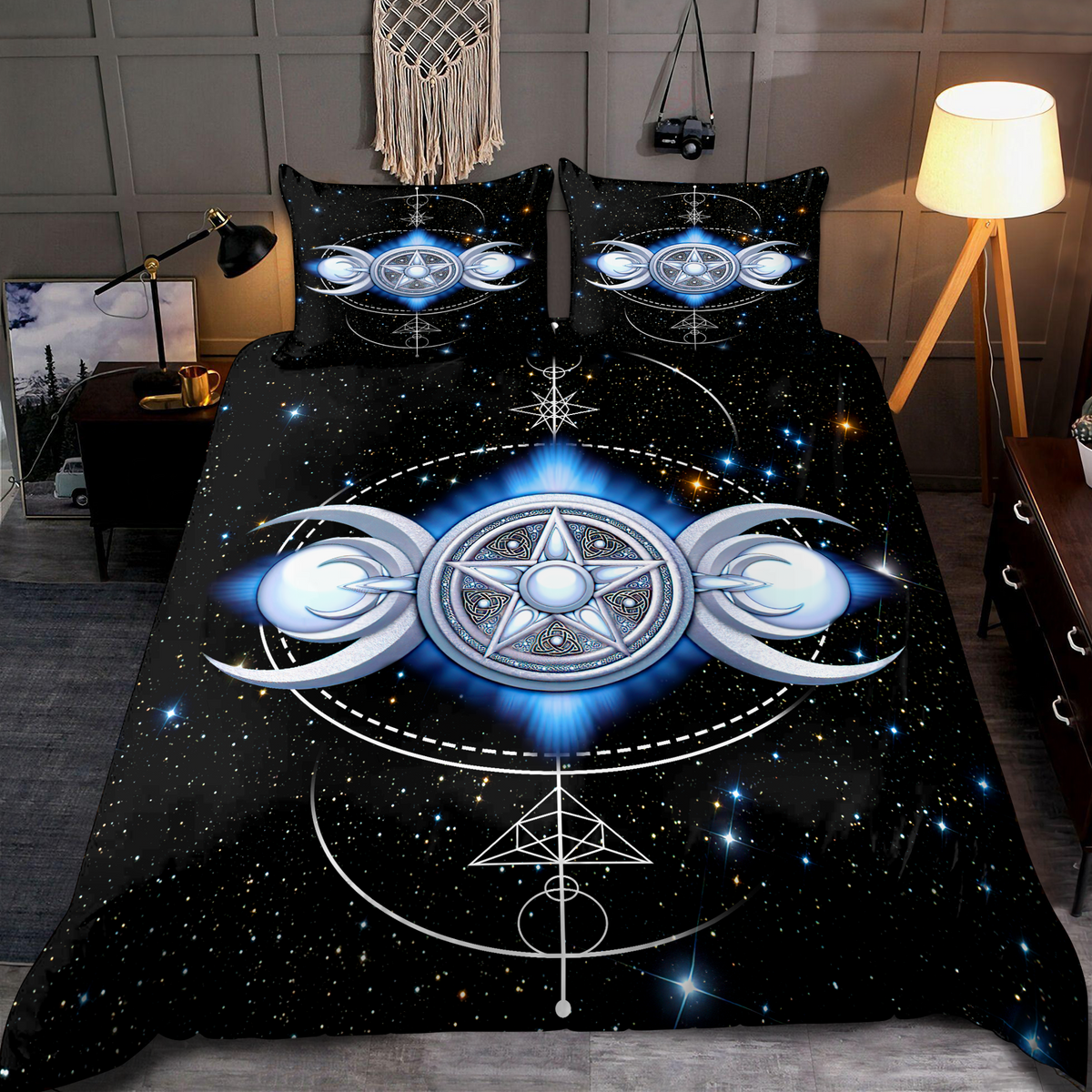 Beautiful Galaxy Wicca Sun And Moon Bedding Set MEI