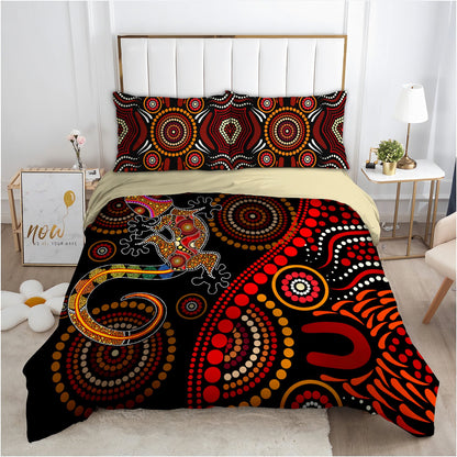 Aboriginal Lizard Hiden Sun style Australia Indigenous Painting Art Bedding Set
