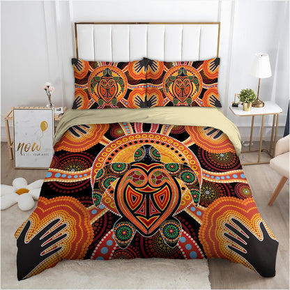 Aboriginal Turtle Touch the Sun Bedding Set, Australia Indigenous Painting Art Bedding Set-Bedding Set-Huyencass-Twin-Vibe Cosy™