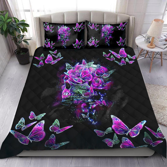 Quilt bedding set butterfly love skull PL-Bedding Set-PL8386-Twin-Vibe Cosy™