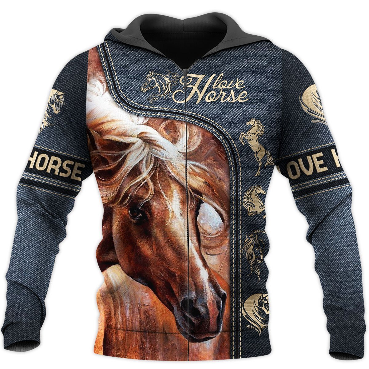 Love Horse 3D All Over Printed Shirts MP090402-Apparel-MP-Zipped Hoodie-S-Vibe Cosy™