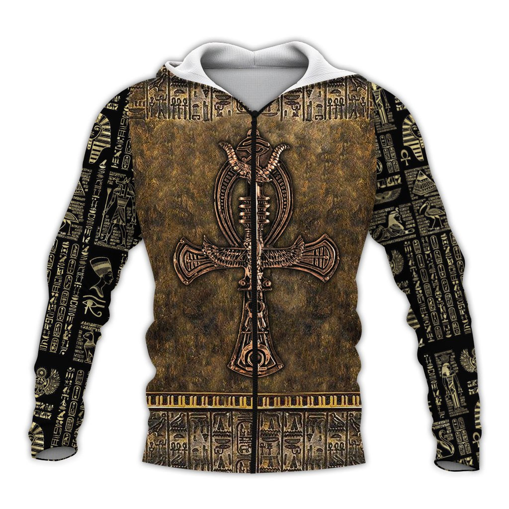 Ancient Egypt Ankh Key Of Life 3D All Over Printed Shirt Hoodie For Men And Women MP1004-Apparel-MP-Zipped Hoodie-S-Vibe Cosy™
