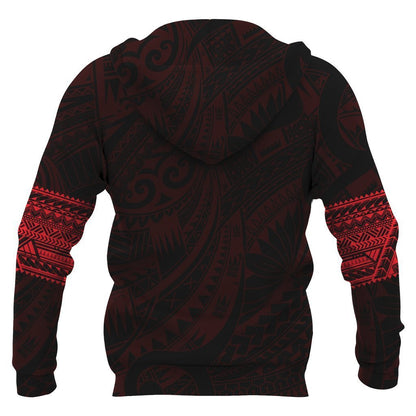 Aotearoa Maori Tattoo All Over Hoodie Red NVD-Apparel-Dung Van-Hoodie-S-Vibe Cosy™