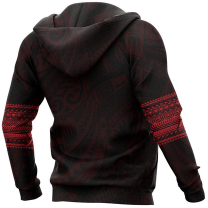 Aotearoa Maori Tattoo All Over Hoodie Red NVD-Apparel-Dung Van-Hoodie-S-Vibe Cosy™