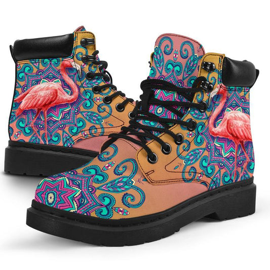 Flamingo water color all season boots NNK022101-Shoes-NNK-Women's Leather Boots-US5 (EU35)-Vibe Cosy™