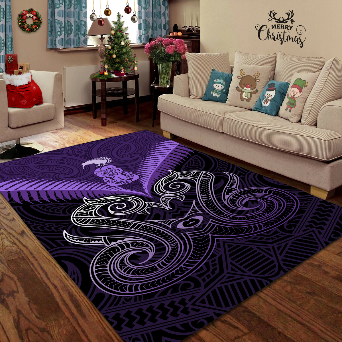 Maori Manaia New Zealand Rug Purple MP11072006