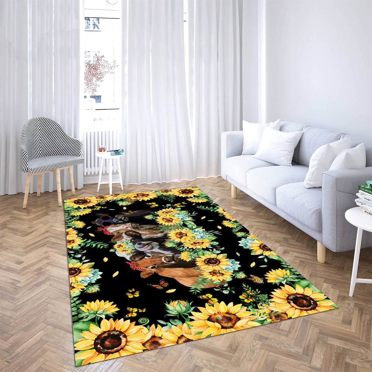 Cool Heifers And Sunflower Rug HHT19092002-MEI