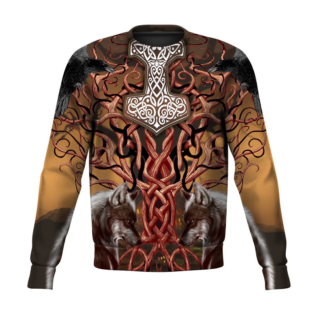 Viking Wolf All Over Printed-ALL OVER PRINT HOODIES-HP Arts-Sweat Shirt-S-Vibe Cosy™