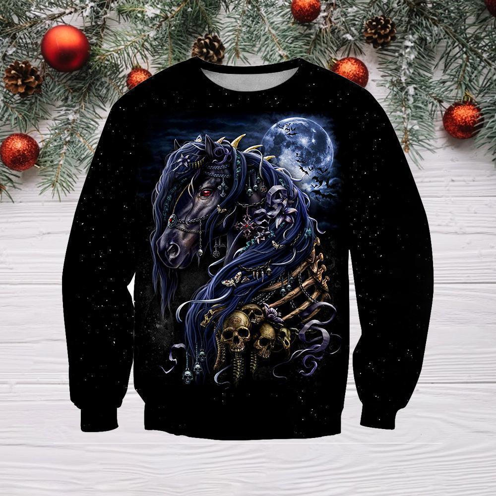 3D All Over Printed Black Horse-Apparel-HP Arts-Sweatshirt-S-Vibe Cosy™