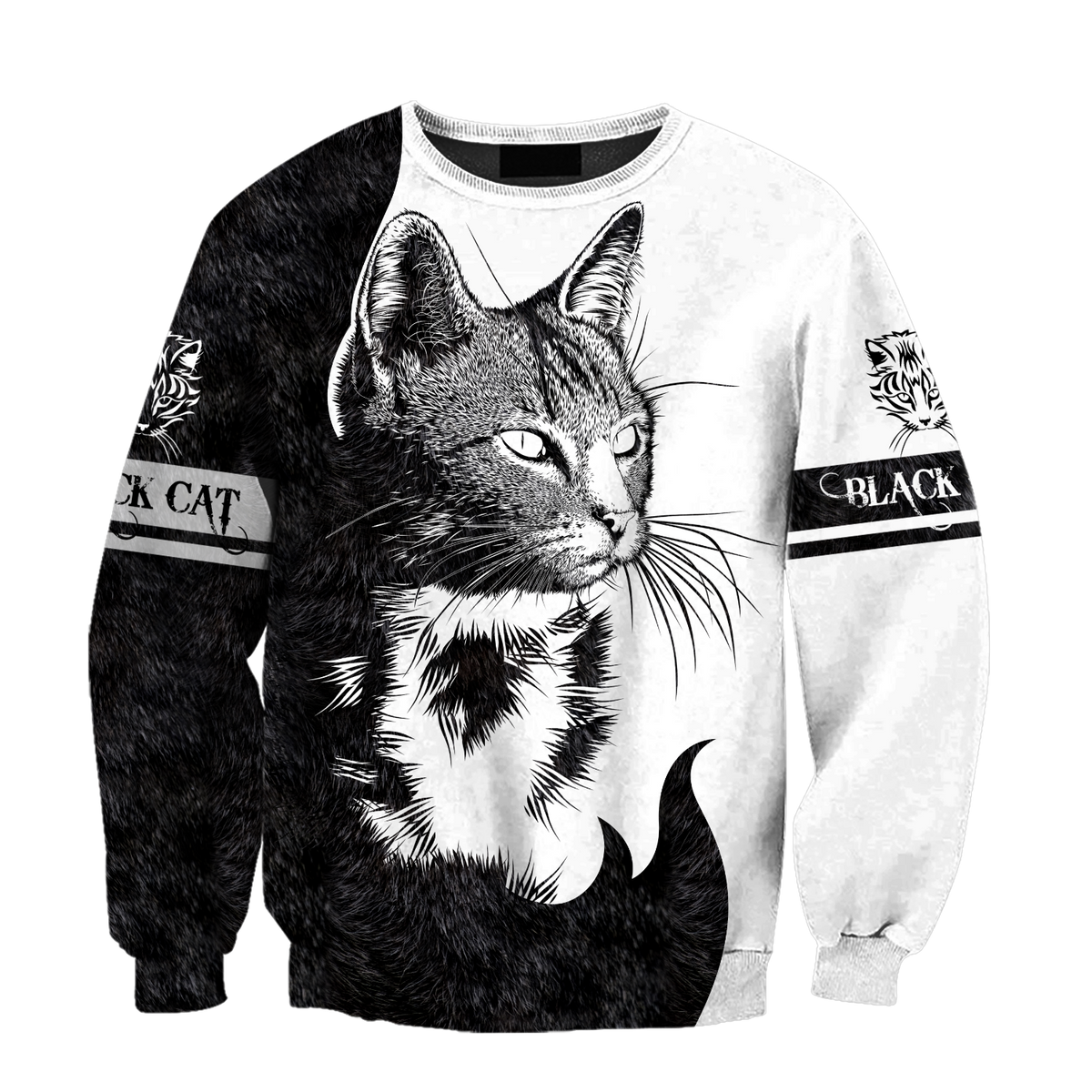 Love Black Cat Tattoo white 3D all over shirts for men and women