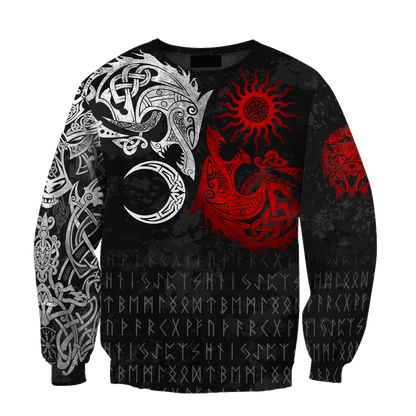 Ragnarok Monsters Red Sköll and Hati 3D All Over Print Hoodie