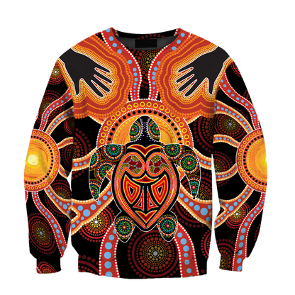 Aboriginal Turtle Touch the Sun Bedding Set, Australia Indigenous Painting Art shirts for men and women-Apparel-Huyencass-Sweat Shirt-S-Vibe Cosy™