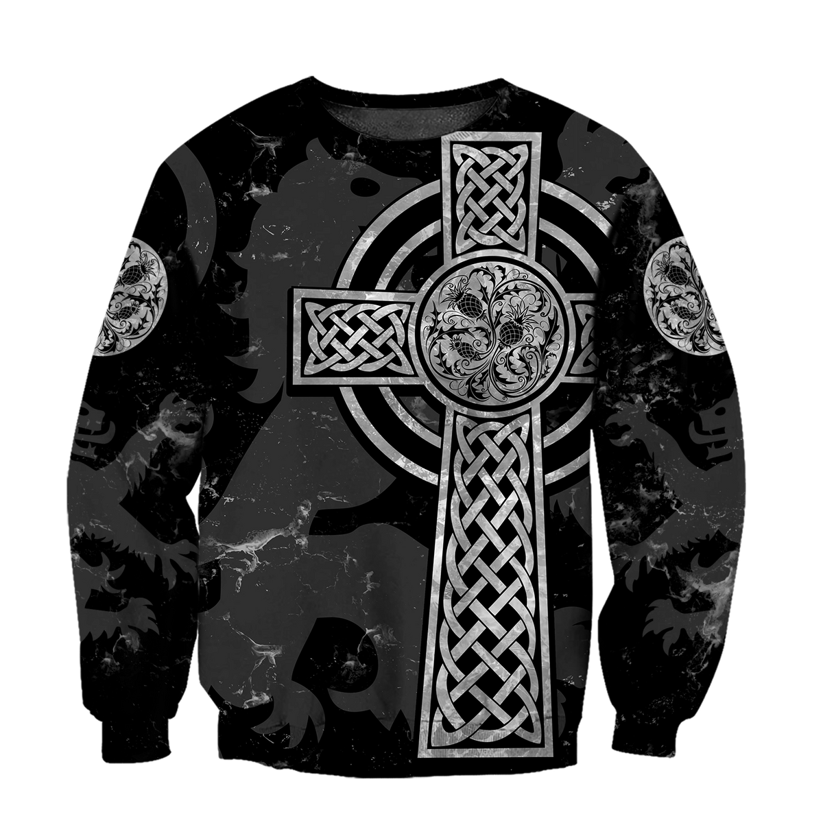 Scottish Thristle Celtic Cross grey ver3 Hoodie AZ210204-Apparel-PL8386-Sweat Shirt-S-Vibe Cosy™