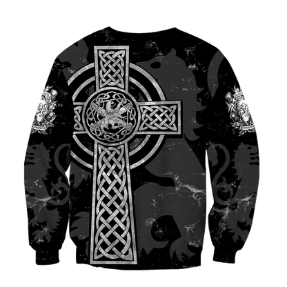 Scottish St-Andrew Lion & Thristle Celtic Cross grey ver1 Hoodie AZ210205-Apparel-PL8386-Hoodie-S-Vibe Cosy™