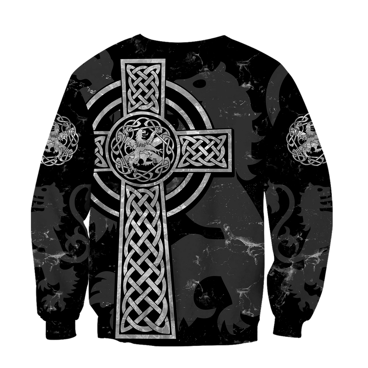 Scottish Lion Celtic Cross grey version Hoodie AZ210201-Apparel-PL8386-Hoodie-S-Vibe Cosy™
