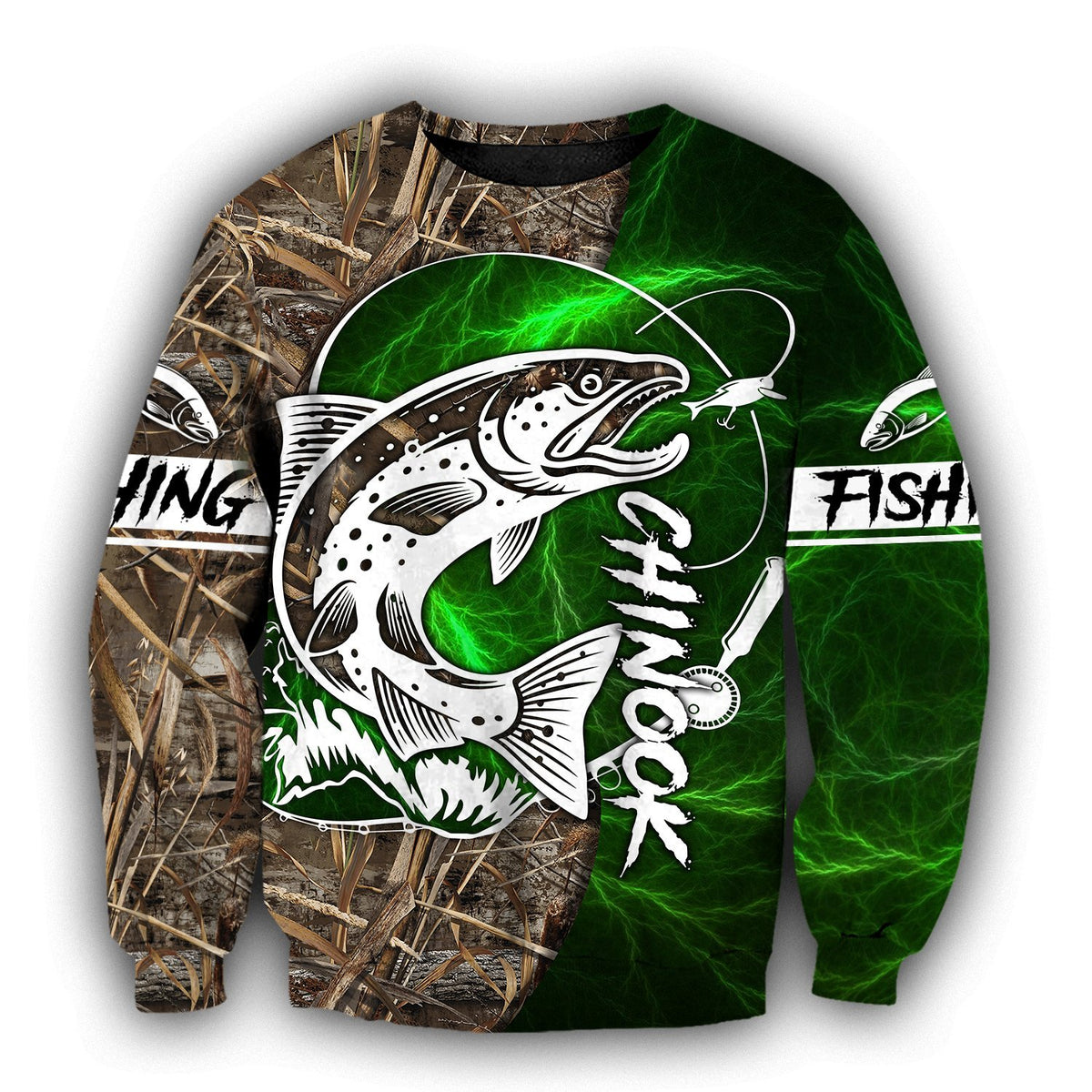 Chinook Fishing Salmon camo all over printed shirts for men and women green color TR040102 - Amaze Style™-Apparel