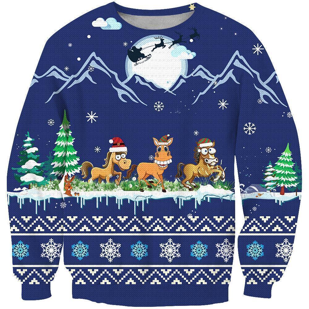 All Over Print Horse On Christmas-Apparel-Phaethon-Sweatshirt-S-Vibe Cosy™