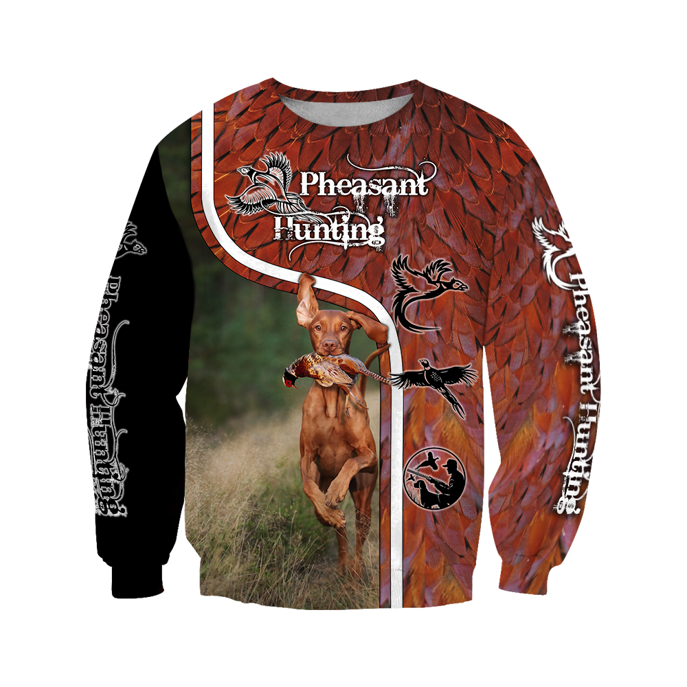 Pheasant Vizsla Hunting 3D All Over Printed Shirts For Men And Women JJ110202-Apparel-MP-Sweatshirts-S-Vibe Cosy™
