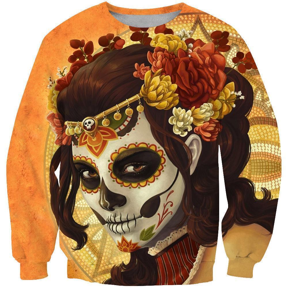 3D All Over Sugar Beautiful Skull Hoodie-Apparel-Phaethon-Sweatshirt-S-Vibe Cosy™