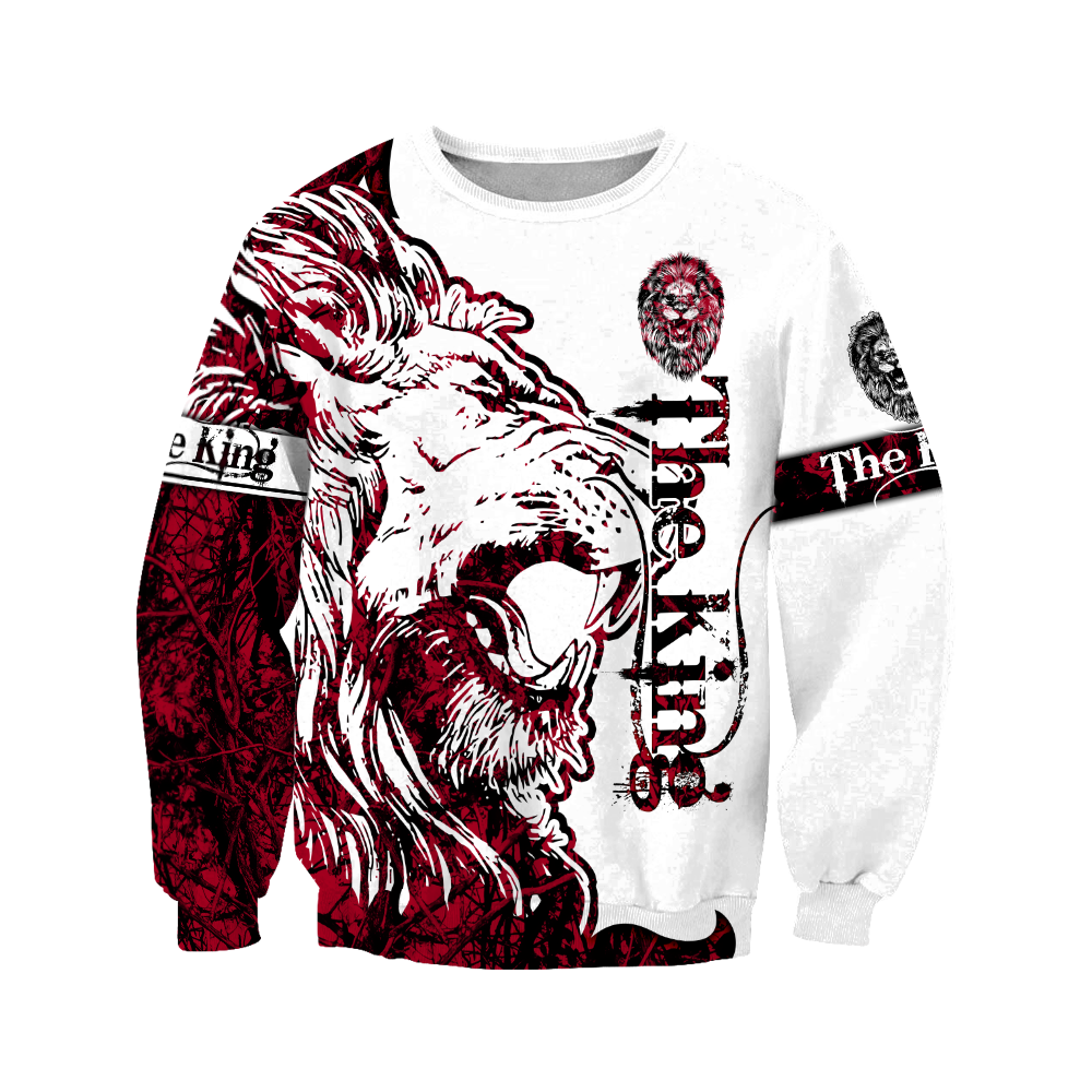 3D The Red Alpha King Lion Tattoo Over Printed Hoodie