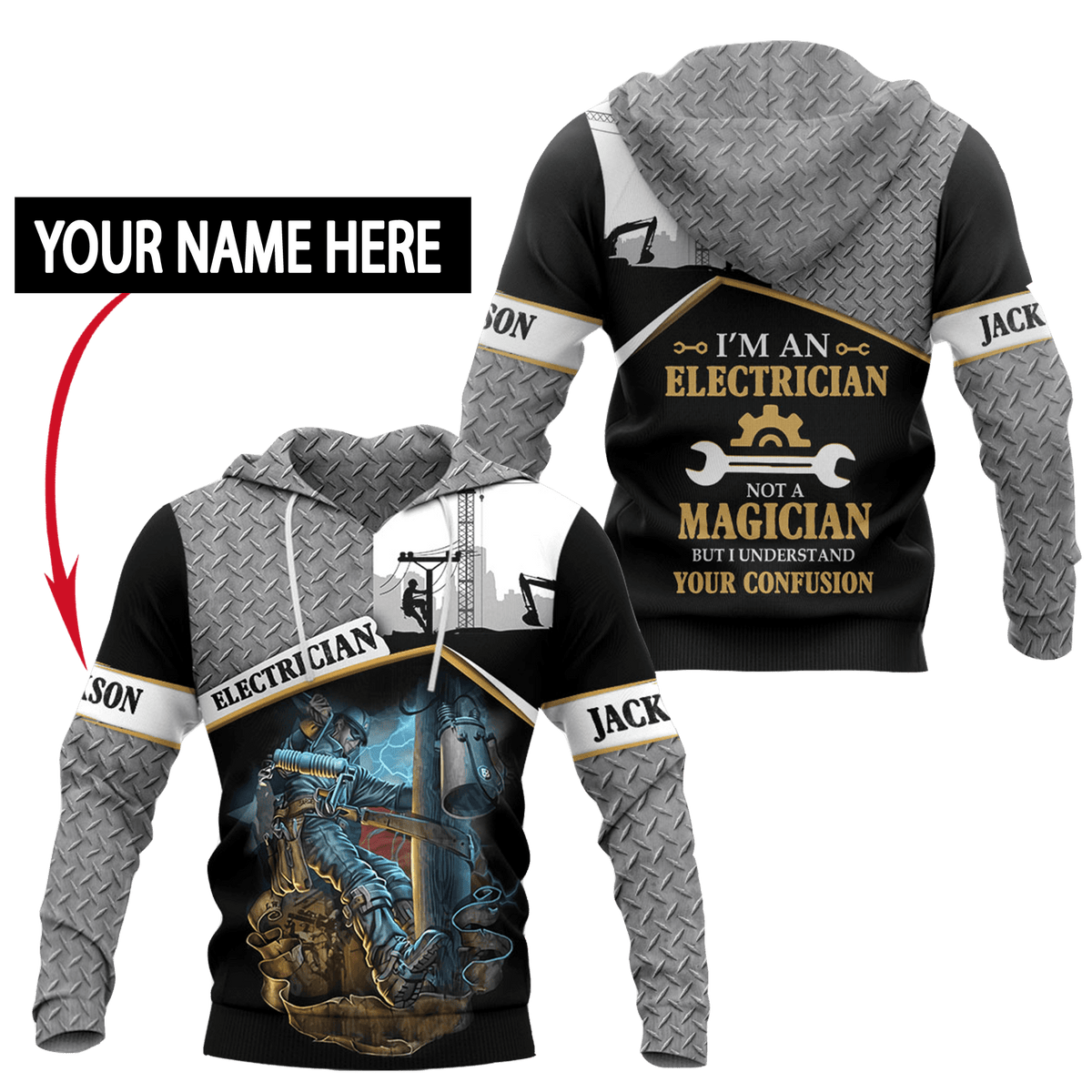 Premium Personalized 3D Printed Electrician Shirts MEI