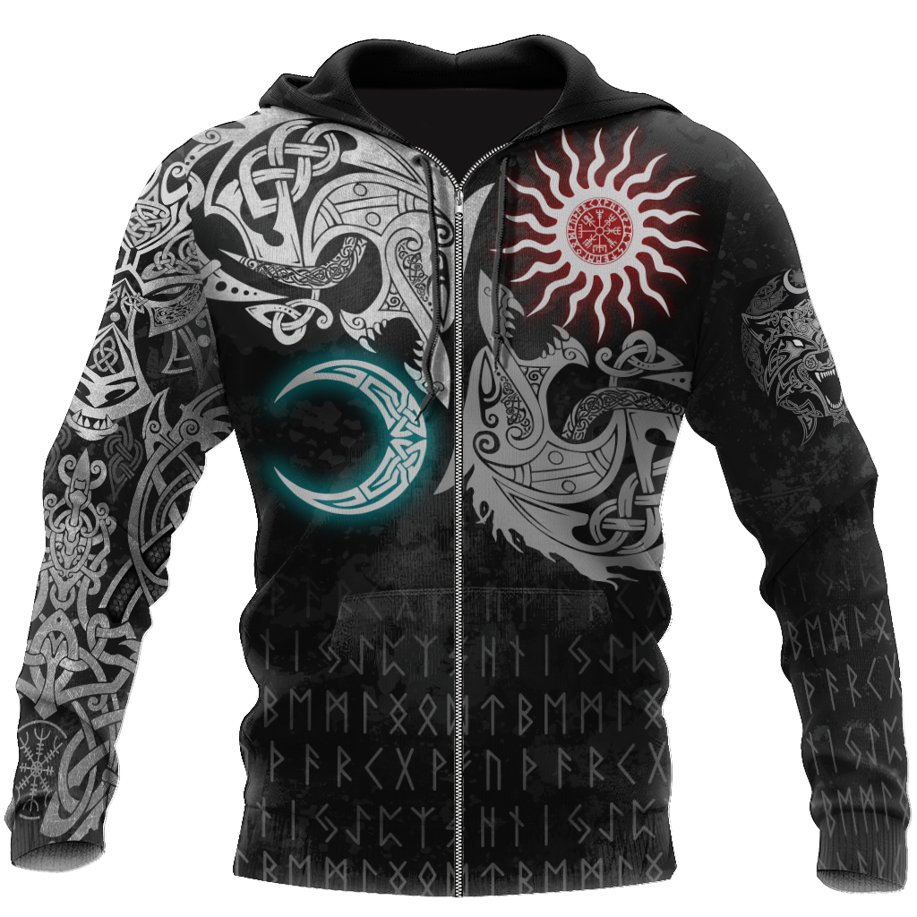 Ragnarok Monsters Sköll and Hati 3D All Over Print Hoodie