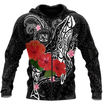 Amazing Humpback Whale with Hibiscus Hoodie-ML-Apparel-ML-Zipped Hoodie-S-Vibe Cosy™