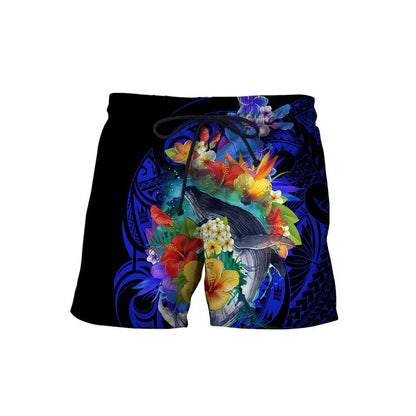Amazing Kanaka Maoli Humpback Whale with Tropical Flowers Hoodie Tshirt for Men and Women-ML