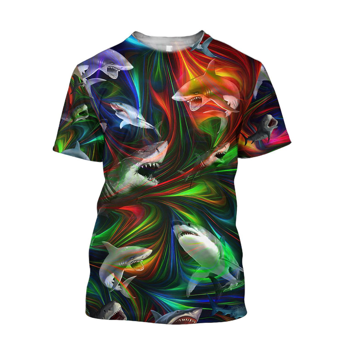 Amazing Colorful Shark Over Printed Hoodie Tshirt for Men and Women-ML