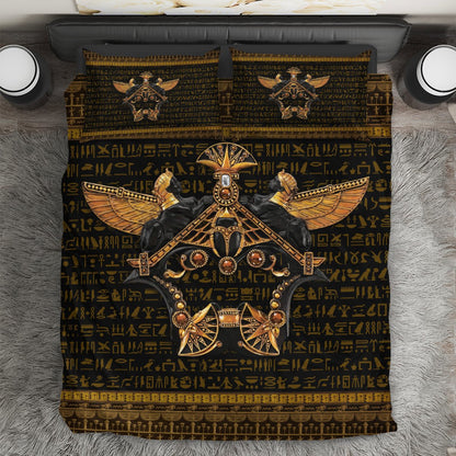 Ancient Egypt Scarab Beetle Golden Bedding Set-ML