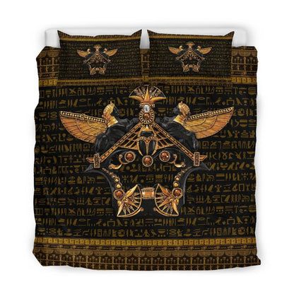 Ancient Egypt Scarab Beetle Golden Bedding Set-ML