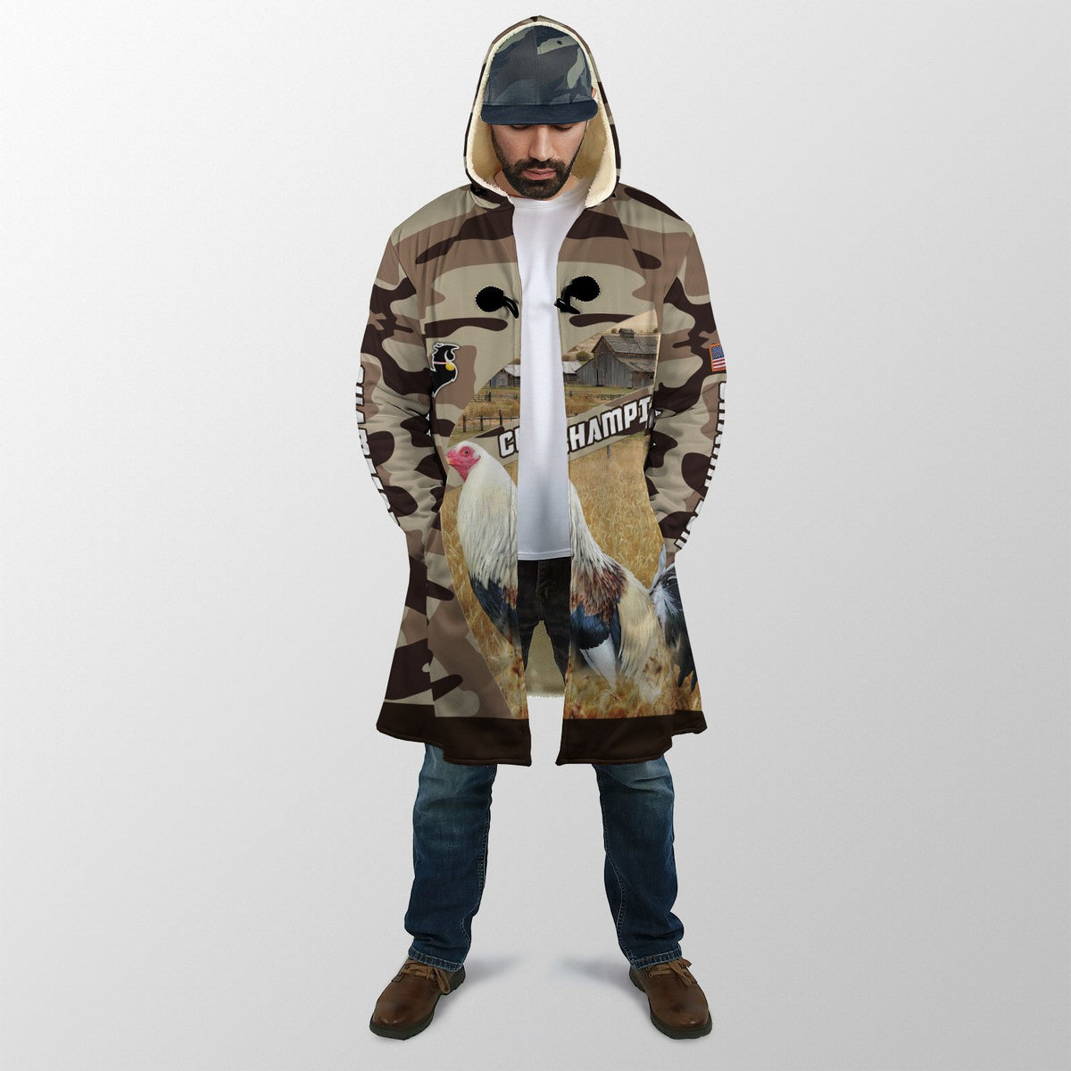Champion Rooster All Over Printed Unisex Deluxe Hoodie ML