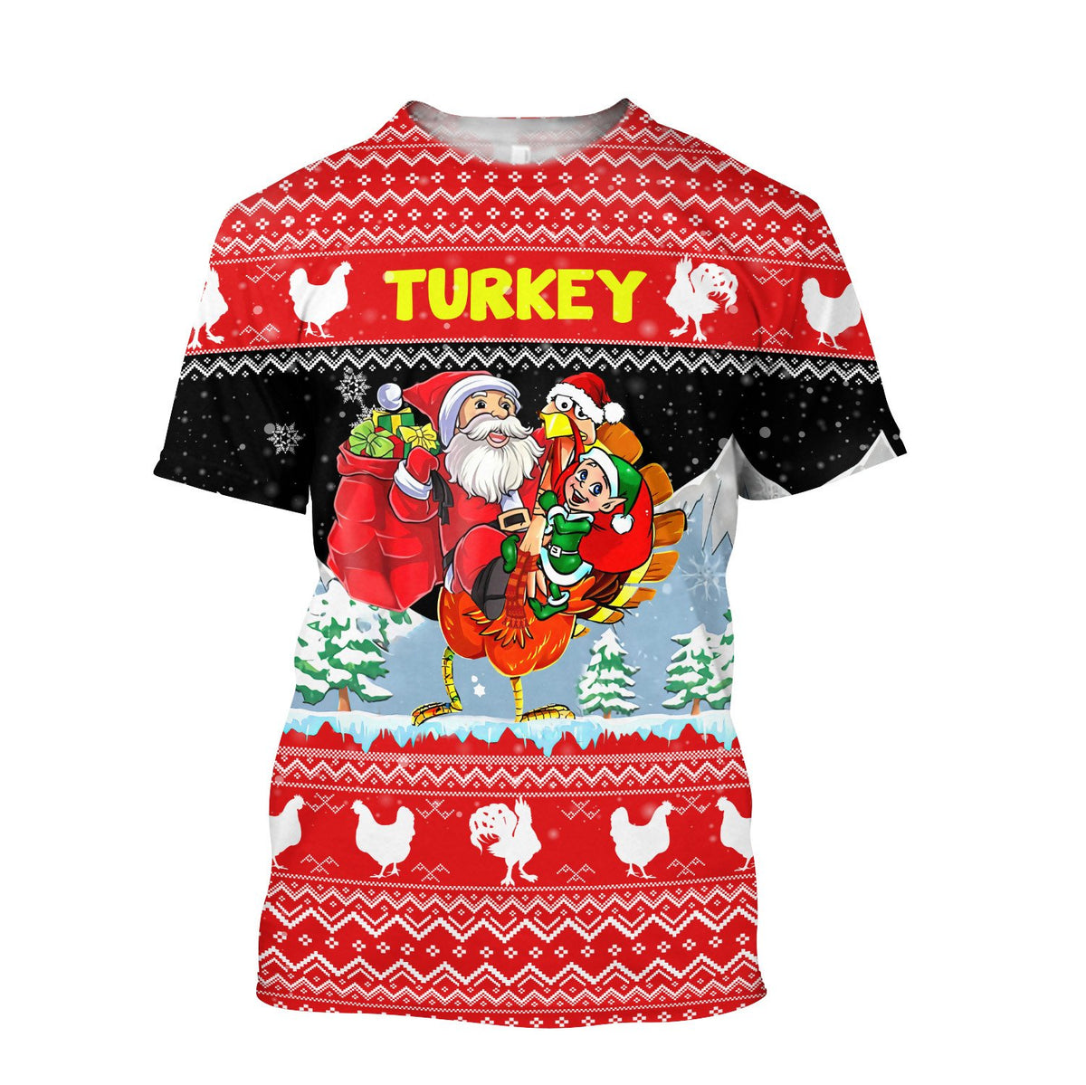 Xmas Turkey All Over Printed Unisex Deluxe Hoodie ML
