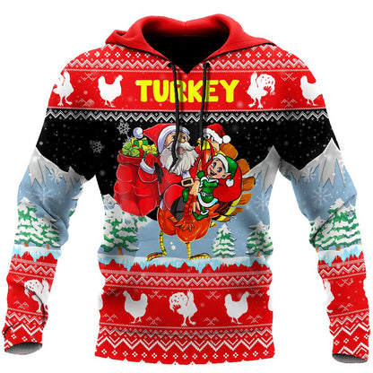 Xmas Turkey All Over Printed Unisex Deluxe Hoodie ML