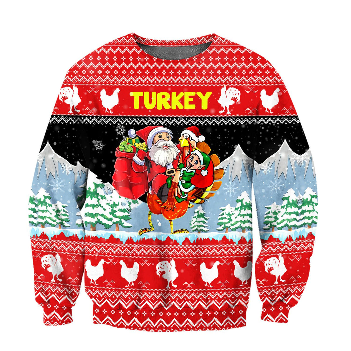 Xmas Turkey All Over Printed Unisex Deluxe Hoodie ML