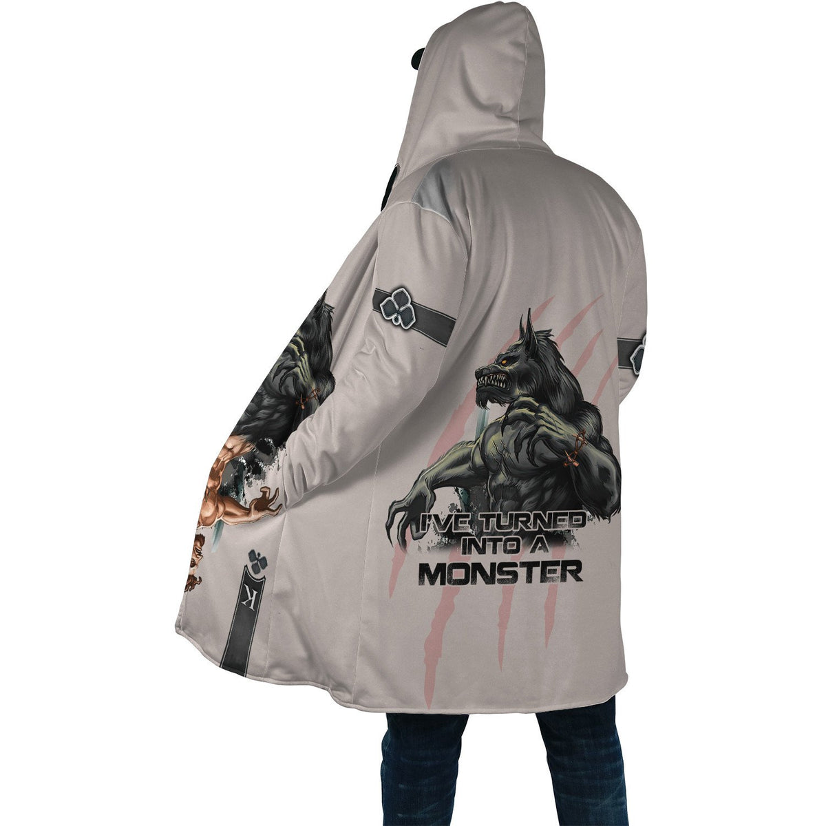 Wolf Ace Card 3D Over Printed Unisex Deluxe Hoodie Cloak ML
