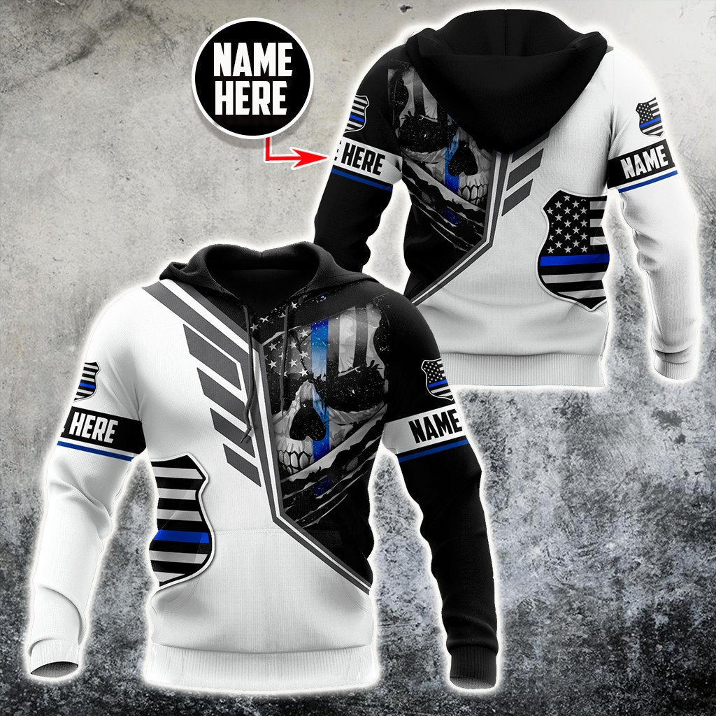 Customize Name Police 3D All Over Printed Unisex Shirts Skull