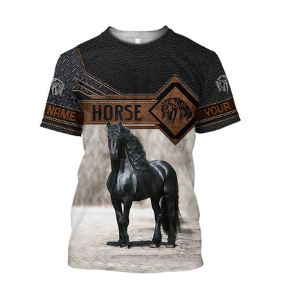 Personalized Name Friesian Horse 3D All Over Printed Unisex Shirts