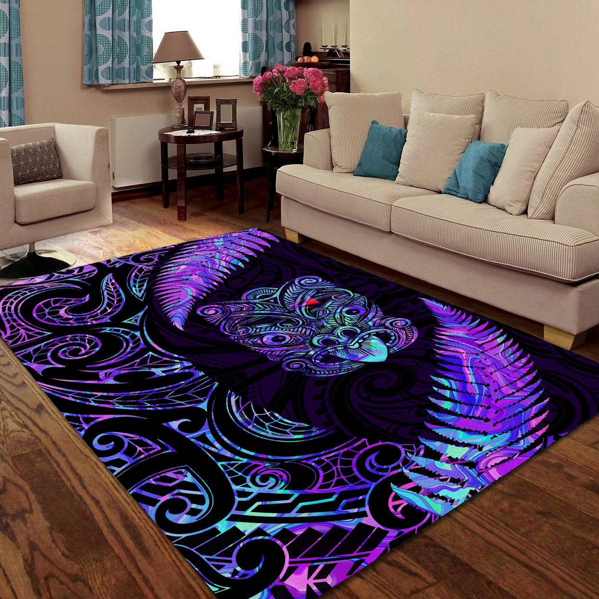 Paua Shell Maori Whakairo 3D Design Rug