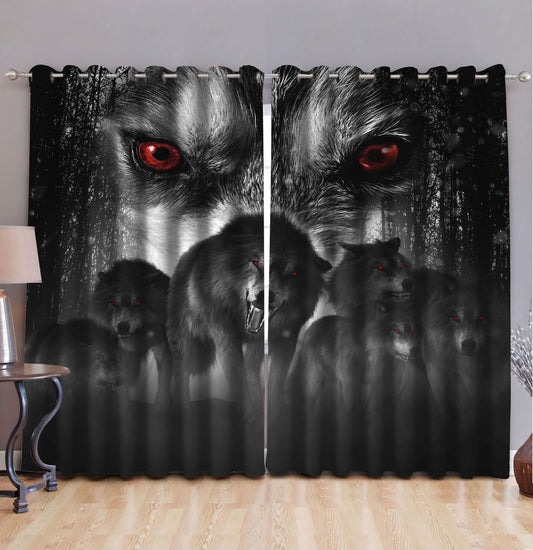 Wolf 3D All Over Printed Window Curtains