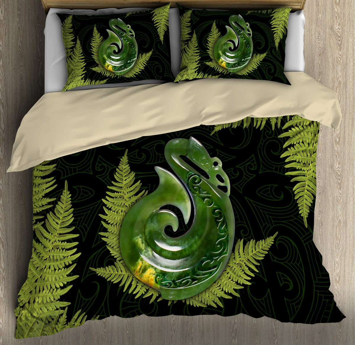 Aotearoa Bedding Set Manaia Silver Fern Paua Shell Bedding Set ML